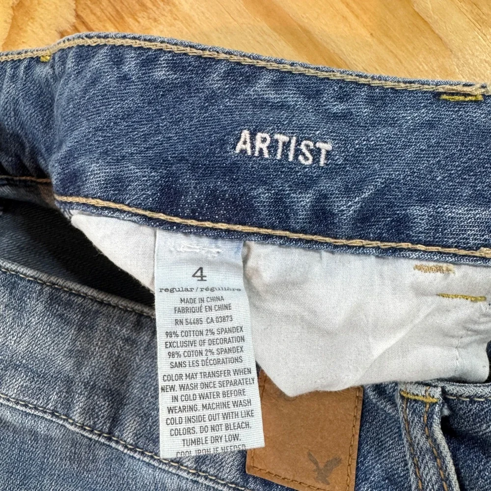Y2K American Eagle Artist Flare Jeans Women's Size 4 Boho Grunge Streetwear
